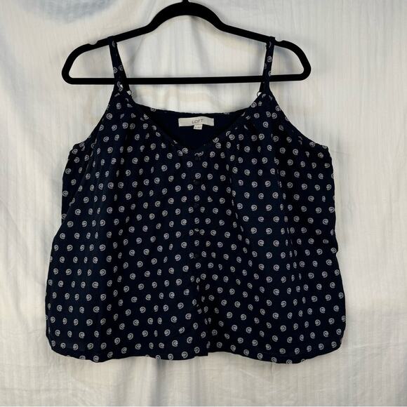 Loft Boxy Cotton Blouse Women’s Size Medium Spaghetti Strap Cami Top Nautical - Picture 1 of 6